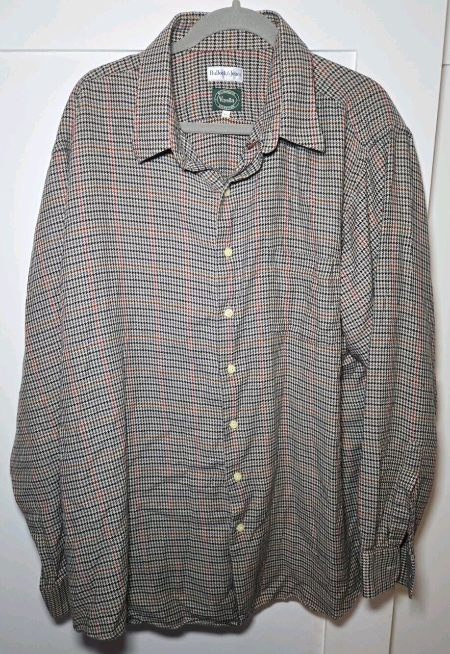 Viyella Bullock & Jones Shirt XXL Plaid Flannel 10% Cashmere 90% Cotton